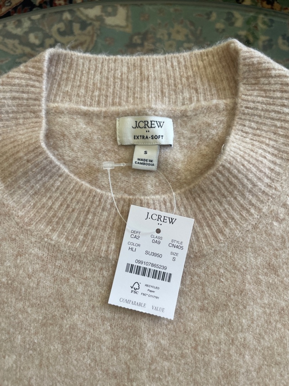 J. Crew Extra-Soft Crewneck Sweater in Light Beige